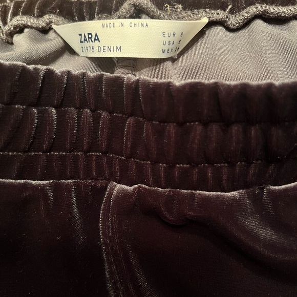 Zara Charcoal Velvet pants women’s Medium cute sweat pants lounge cozy glam - Picture 4 of 8